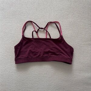 GapFit Breathe Strappy Low Impact Sports Bra S Maroon Pink